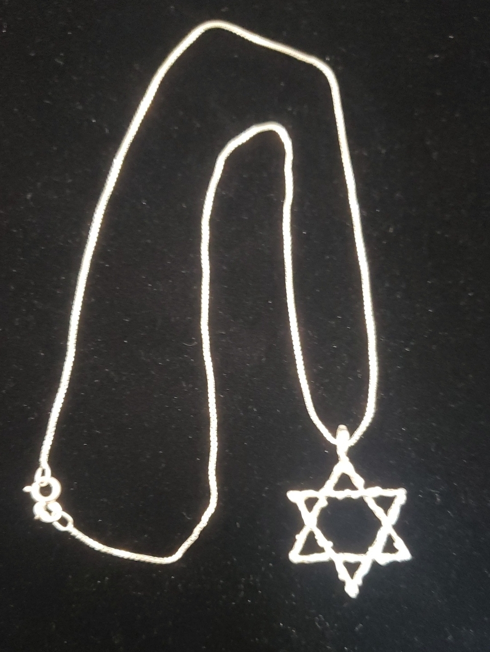 925 Italian Box Chain and Embellished Star Of David Pendant